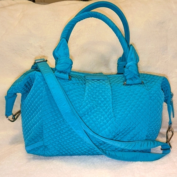 VERA BRADLEY Hadley On-the Go/Satchel Purse/ Microfiber/Shoulder Bag/ Teal Green - Picture 1 of 9